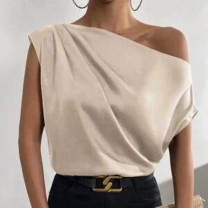 Elegant 1 shoulder slant blouse.